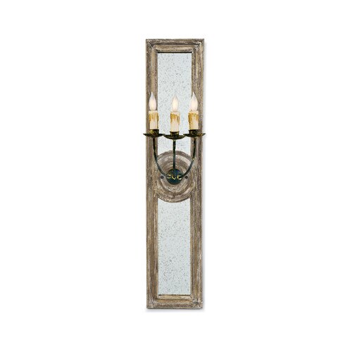Three Arm Mirror Panel Sconce Small